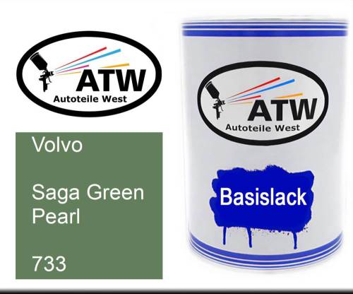 Volvo, Saga Green Pearl, 733: 500ml Lackdose, von ATW Autoteile West.